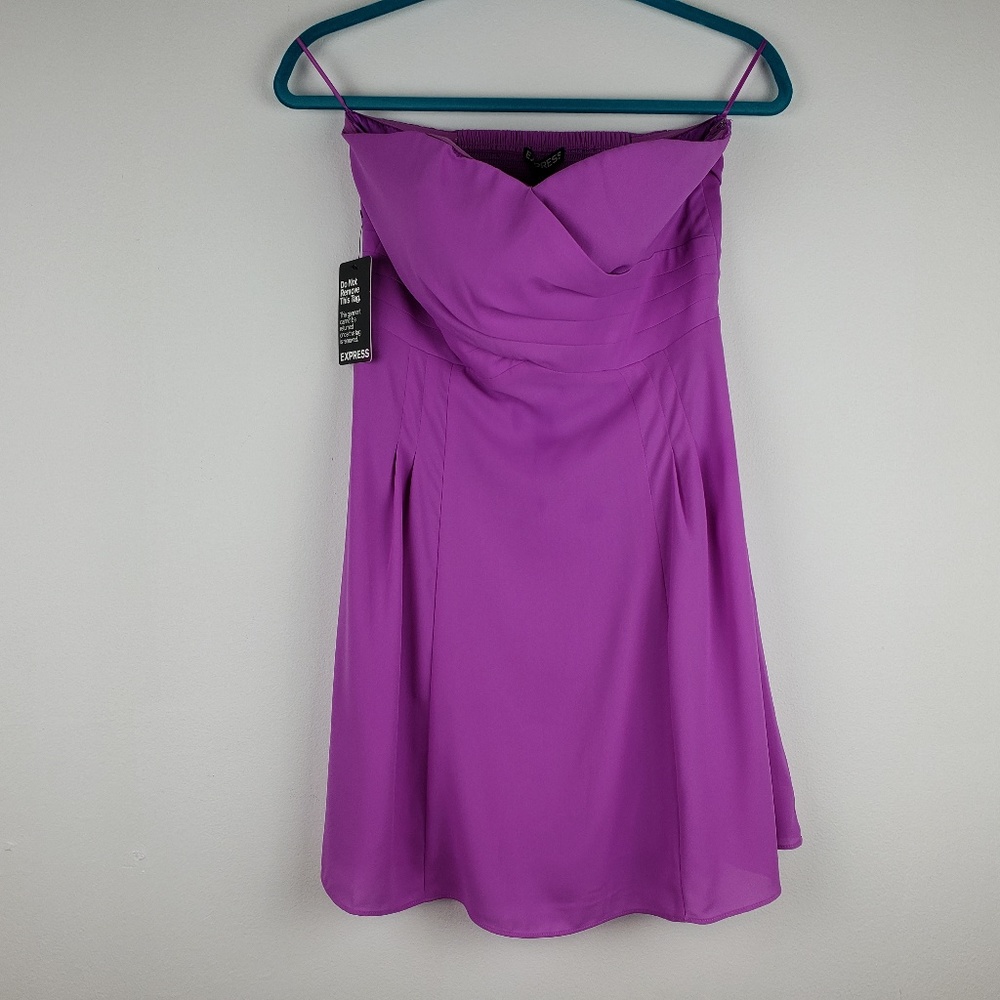 🆕️Express Adorable Lilac Strapless Mini Dress NWT